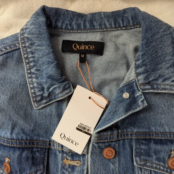 Quince Women's 100% Organic Cotton Jean Denim Jacket Indigo Blue Medium - Picture 13 of 15